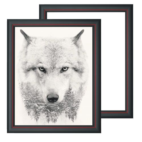 Bilderrahmen für Größe 40x50cm im 2er Pack, Farbe Schwarz/Rot, ohne Acrylglas